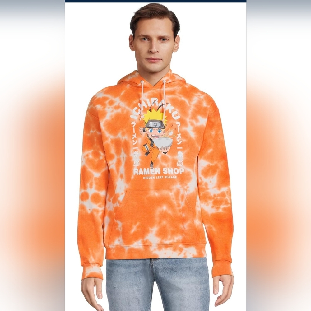 Bioworld Naruto Shippuden Anime Men's Ichiraku Ramen Shop Tie-Dye Hoodie| SIZE S